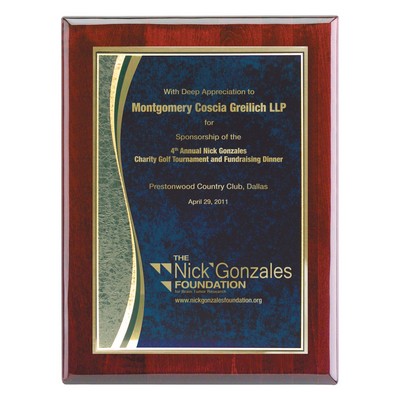 Plaque - 7"x9" Rosewood Wall Plaque with Blue Wave Marble Plate (5"x7")
