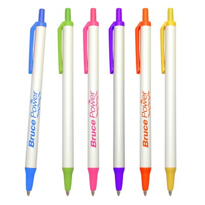 Orlando value click stick Pen w/ White Barrel
