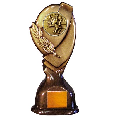 Stock Classic 10" Trophy with 2" Wrestling Coin and Engraving Plate