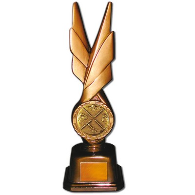 Stock Phoenix 12" Trophy with 2" Swimming Male Coin and Engraving Plate