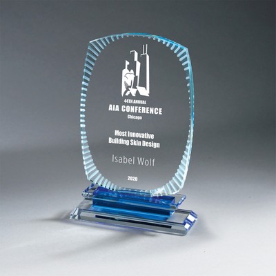 Rectangle Etched Edge Crystal with Layered Base (5.25"x7.75"x1.75")
