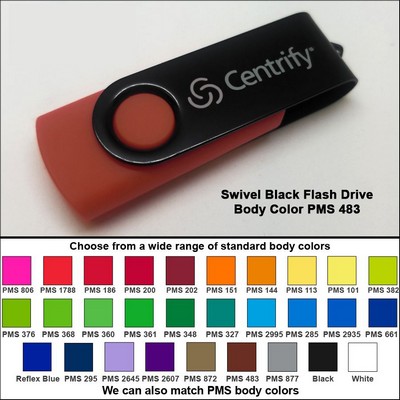 Swivel Black Flash Drive - 32 GB Memory - Body PMS 483