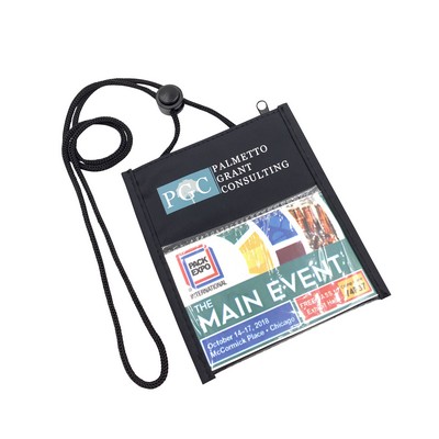 Neck Wallet with Two Pockets with Rear Pen Holder & Zipper