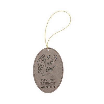 Gray Leatherette Oval Ornament