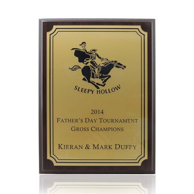 Premium Black Economy Engraved Plaque Award w/Gold Plate (7" x 9")