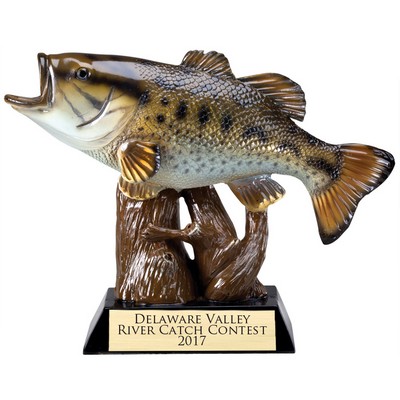 Full Color Bass Fish in the Air Trophy (7 ¾" x 5 ½")