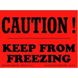 Caution Keep from Freezing Matte Paper Labels - 3" x 4"