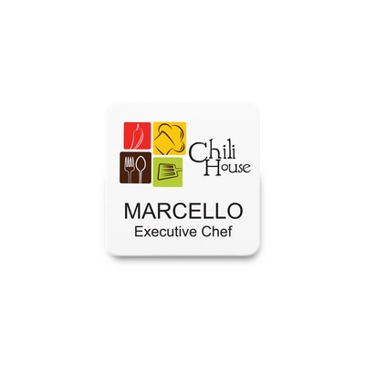 Printed Eco-Badge with Magnet Fastener - Square (SQ) 1.62" x 1.62"