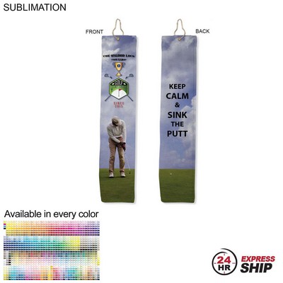 24 Hr Express Ship - Plush Velour Terry Cotton blend Golf Towel, Trifold, Finish Size (6"x25")