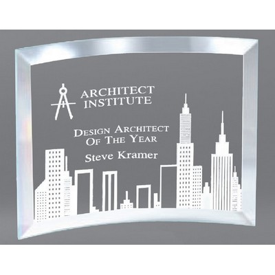 Curved Clear Glass Award, 6"H X 8"W