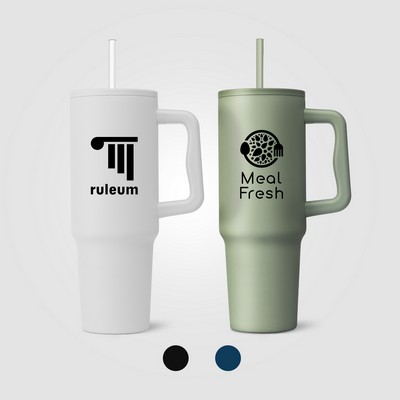 Polar Pro - 40 oz. Double-Wall Recycled Stainless Steel Tumbler with Straw - Silkscreen