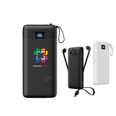 10,000mAh 3-in-1 Fast Charging Power Bank with Foldable Wall Plug