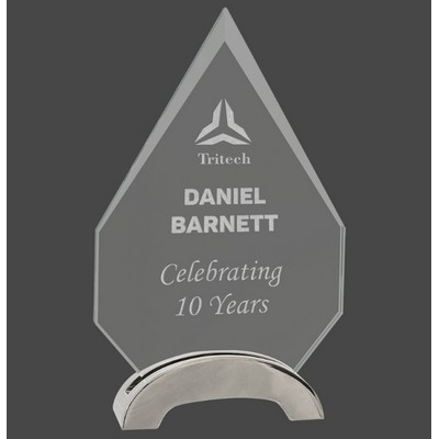 7.5" Diamond Platinum Glass Award w/ Metal Arch Base