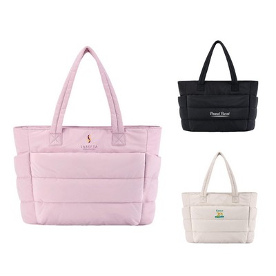 Lightweight Puffy Tote Bag With Compartments