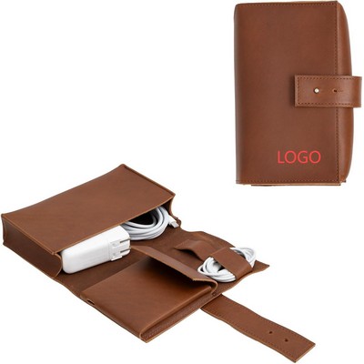 Executive PU Leather Tech Cable Organizer Case