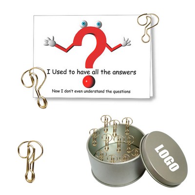 Question Mark Shaped Paper Clips In Tin Box