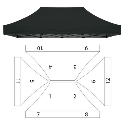 10x15' Replacement Black Canopy - Printed