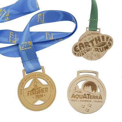 Wood Medals Engraved (1.5")