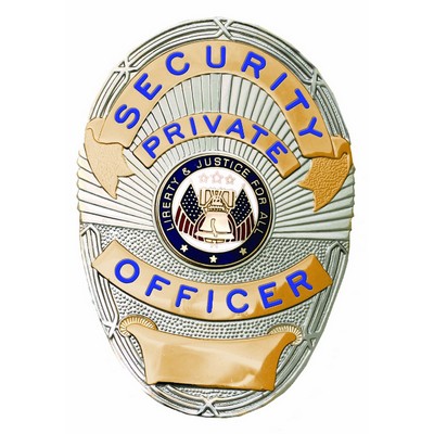 First Class Security Private Officer Gold On Silver Shield Badge