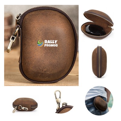 Crazy Horse Leather Sunglass Folding Glasses Case