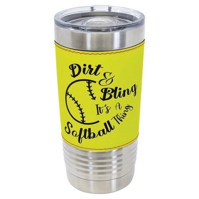 20 oz. Softball Faux Leather Tumbler with Slider Lid