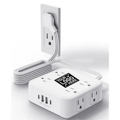 5' Surge Protector with 8 AC Outlets & 4 USB Ports