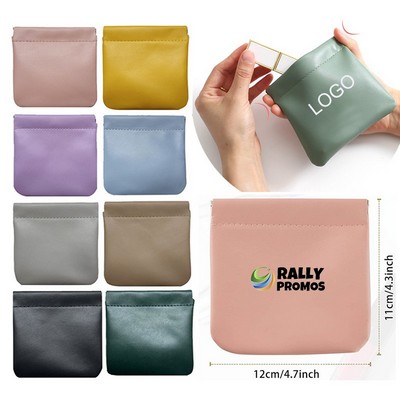 PU Leather Waterproof Self-Closing Pocket Cosmetic Bag
