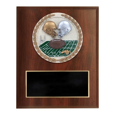 Dark Cherry Finish and Cast Stone Resin Football Plaque (6"x 8")
