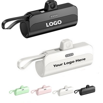 5000mah Fast Charging Mini Portable Capsule Power Bank with Cable & Holder