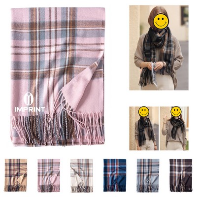 Fringed Plaid Shawl