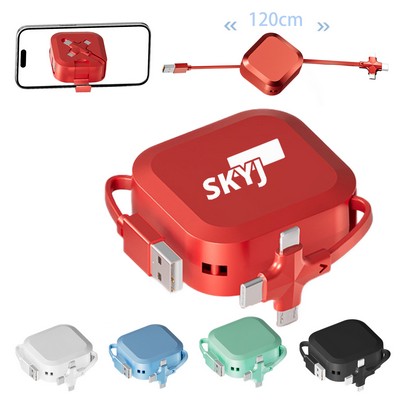 Retractable 3-In-1 3.5A Charging Cable w/Phone Holders