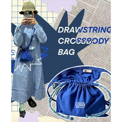 Small Nylon Crossbody Bags for Women Men With Drawstring
