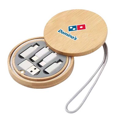 Bamboo Storage Box Charging Cable