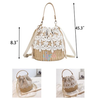 Stylish Straw Tote Bag with Detachable Handle