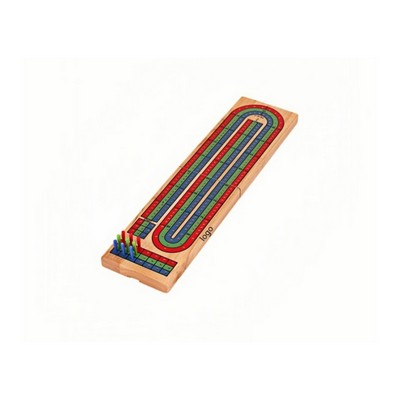 Solid Pine Cribbage Board Game for Two Players with Wooden Pegs