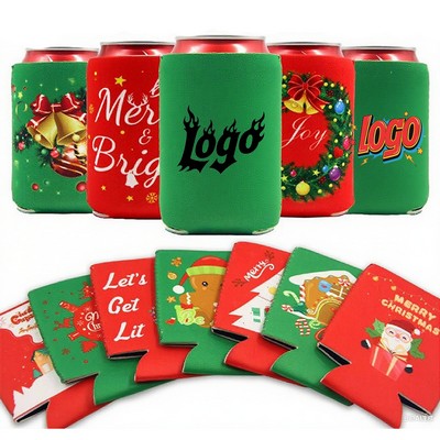 10Oz Reusable Christmas Neoprene Can Cooler Cover Sleeve Holder