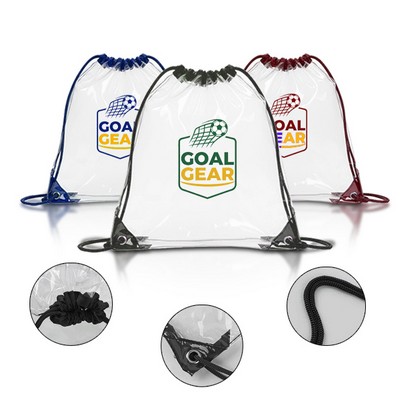Clear PVC Drawstring Backpack with Reinforced Corners