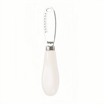 Ceramic Handle 430 Stainless Steel Butter Knife with Hole for Cheese Jam and Cream