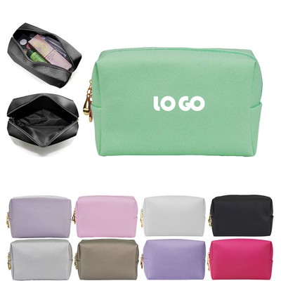 PU Leather Cosmetic Pouch with Zip Closure