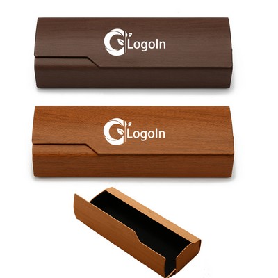 Portable Wood Grain PU Hard Shell Sunglasses Glasses Case