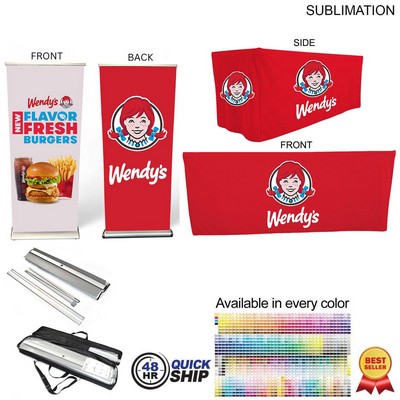 48Hr Quick Ship - Outdoor Event Package 4, Double Sided Deluxe Pull Up Banner + 6' box fit Cloth