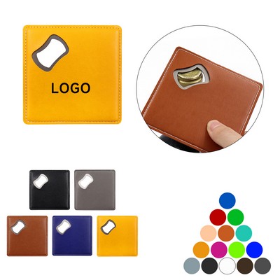 Leather Case Metal Coaster Bottle Opener