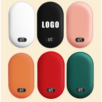 4" Rechargeable Aluminum ABS Hand Warmer Power Bank W/ Charging Cable