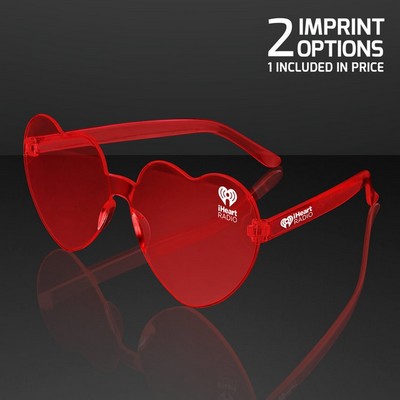 Red Heart Shades Cute Glasses, NON-Light Up - PRINTED