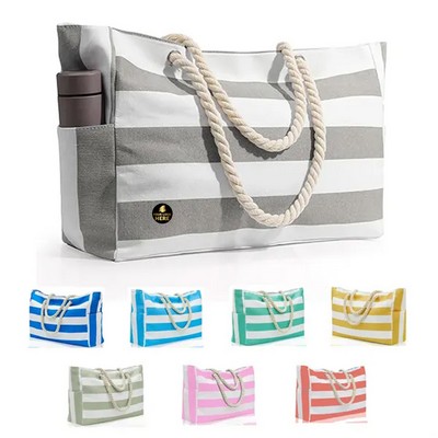 Extra Large Zippered Beach Tote Bag