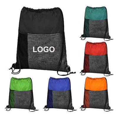 Etched Pocket Drawstring Backpack