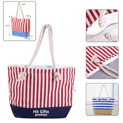 Striped Stitching Canvas Bag