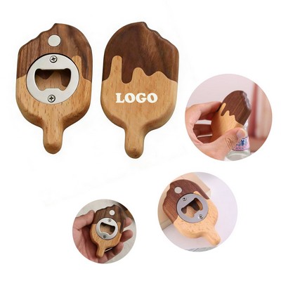 Natural Wooden Ice Cream Shape Bottle Opener
