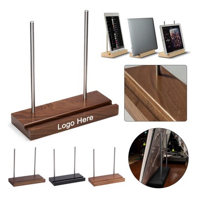 Anti-Tip Walnut Now Spinning Vinyl Record Display Stand