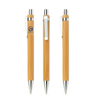 Retractable Bamboo Ballpoint Pen